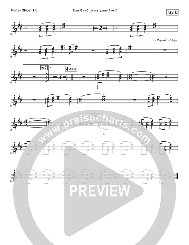 Ever Be (Choral Anthem SATB) Flute/Oboe 1/2/3 (Bethel Music / Arr. Luke Gambill)