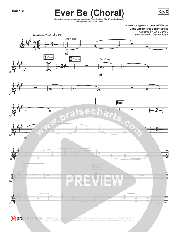 Ever Be (Choral Anthem SATB) French Horn 1/2 (Bethel Music / Arr. Luke Gambill)