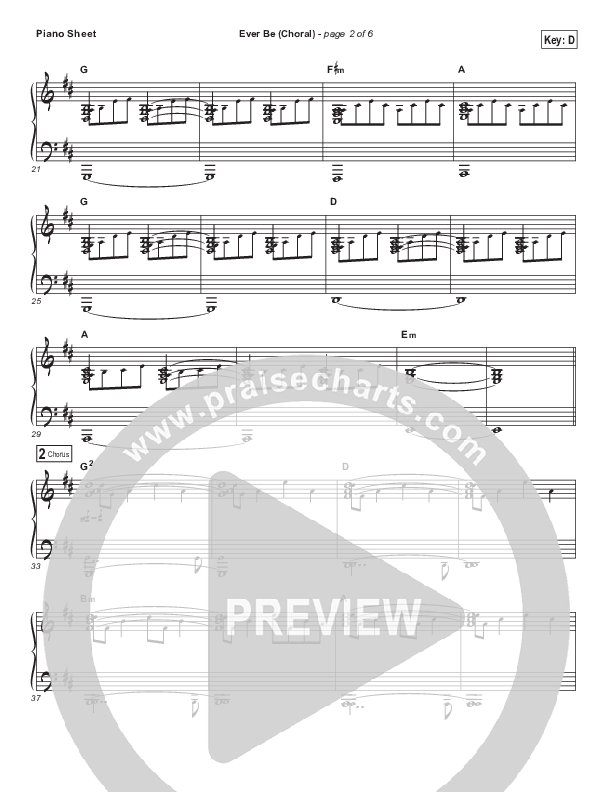 Ever Be (Choral Anthem SATB) Piano Sheet (Bethel Music / Arr. Luke Gambill)