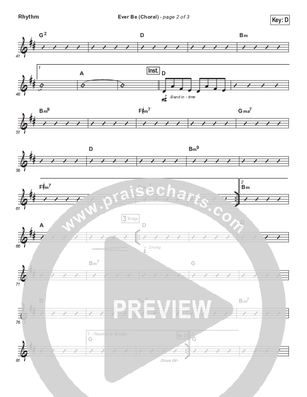 Ever Be (Choral Anthem SATB) Rhythm Chart (Bethel Music / Arr. Luke Gambill)