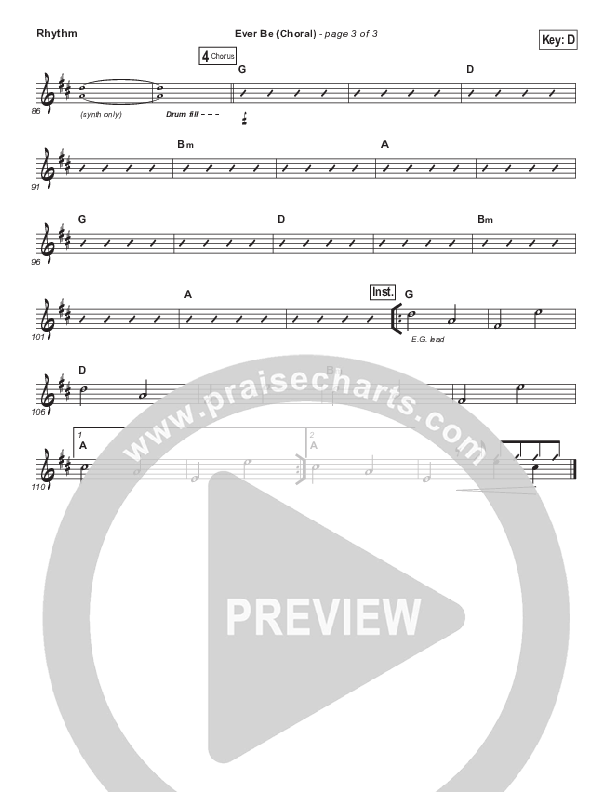 Ever Be (Choral Anthem SATB) Rhythm Chart (Bethel Music / Arr. Luke Gambill)