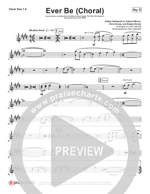 Ever Be (Choral Anthem SATB) Tenor Sax 1/2 (Bethel Music / Arr. Luke Gambill)
