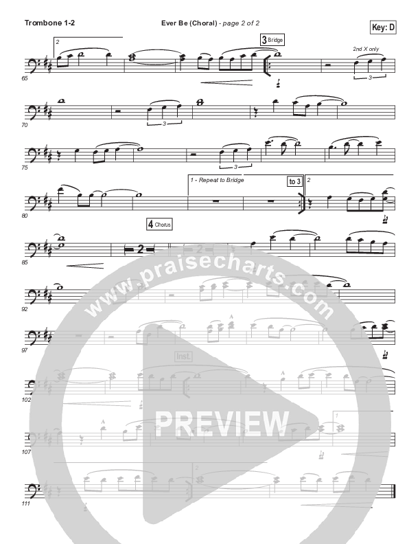 Ever Be (Choral Anthem SATB) Trombone 1/2 (Bethel Music / Arr. Luke Gambill)