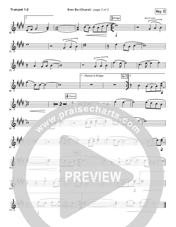 Ever Be (Choral Anthem SATB) Trumpet 1,2 (Bethel Music / Arr. Luke Gambill)
