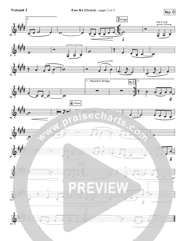 Ever Be (Choral Anthem SATB) Trumpet 3 (Bethel Music / Arr. Luke Gambill)