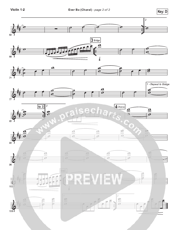Ever Be (Choral Anthem SATB) Violin 1/2 (Bethel Music / Arr. Luke Gambill)