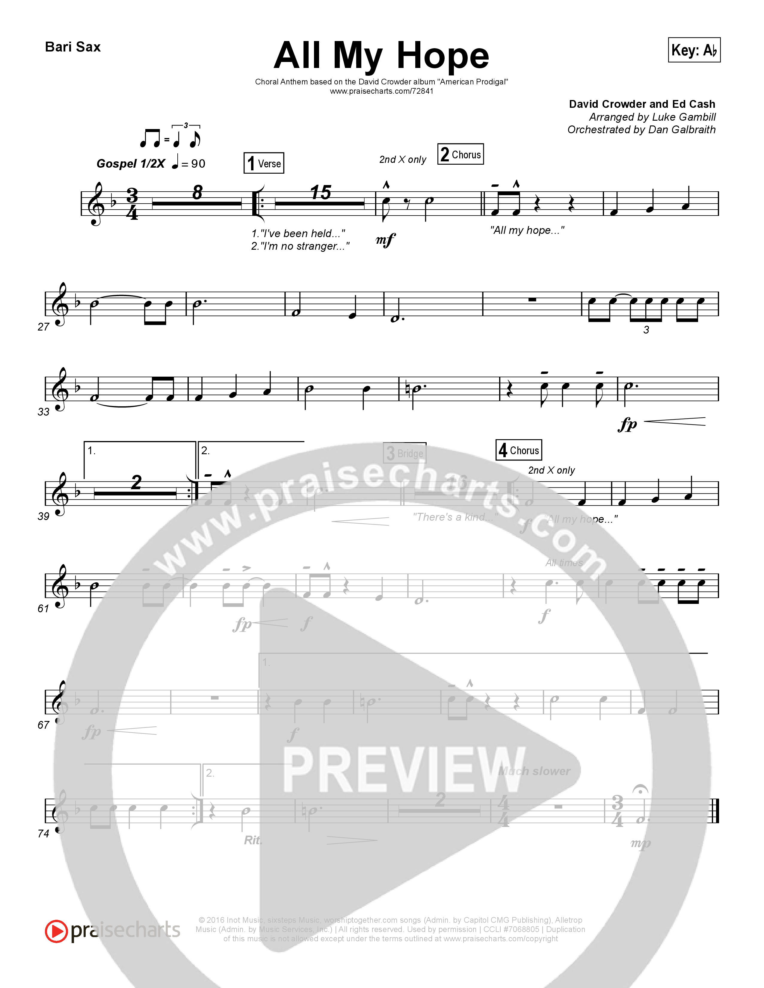 All My Hope (Choral Anthem SATB) Bari Sax (Crowder / Arr. Luke Gambill)