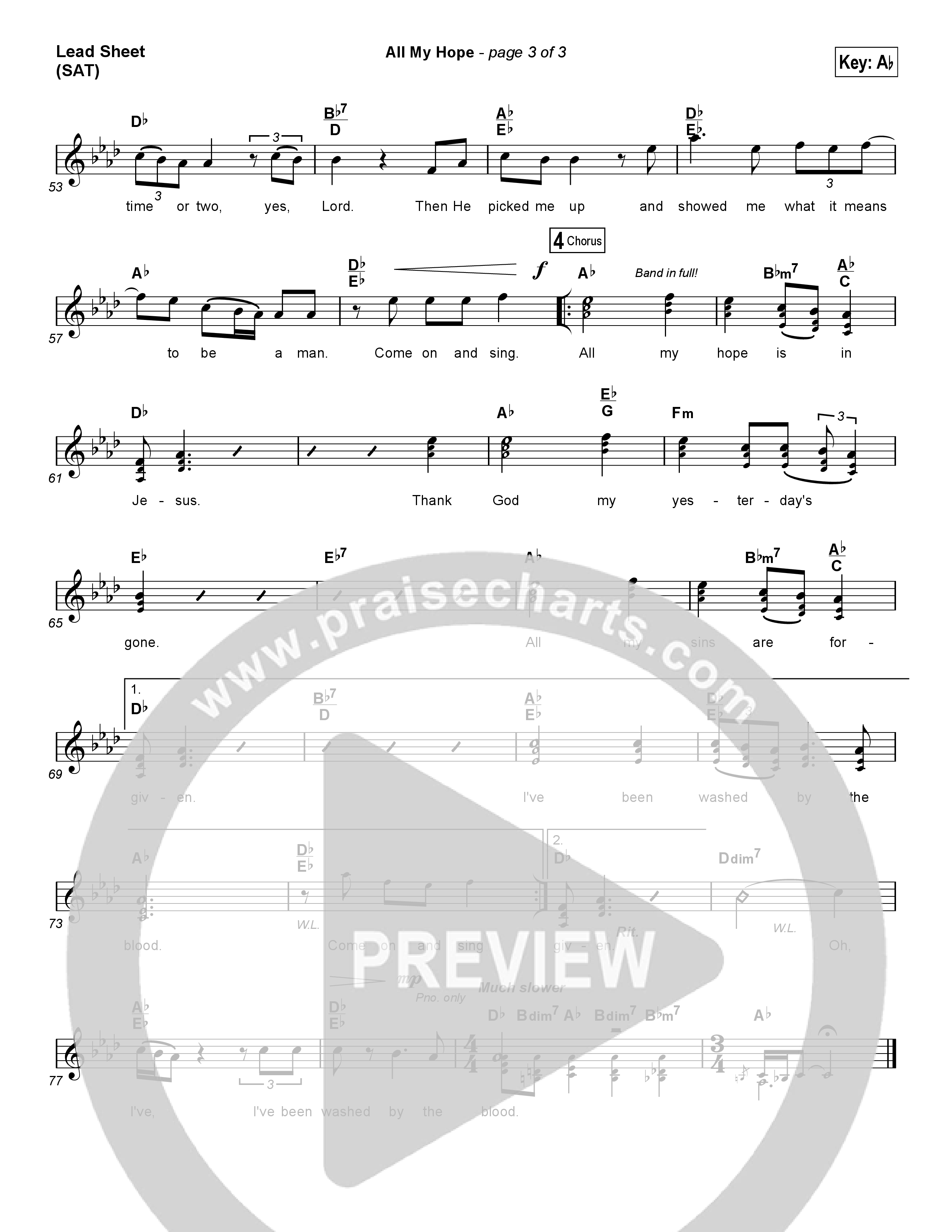 All My Hope (Choral Anthem SATB) Lead Sheet (SAT) (Crowder / Arr. Luke Gambill)