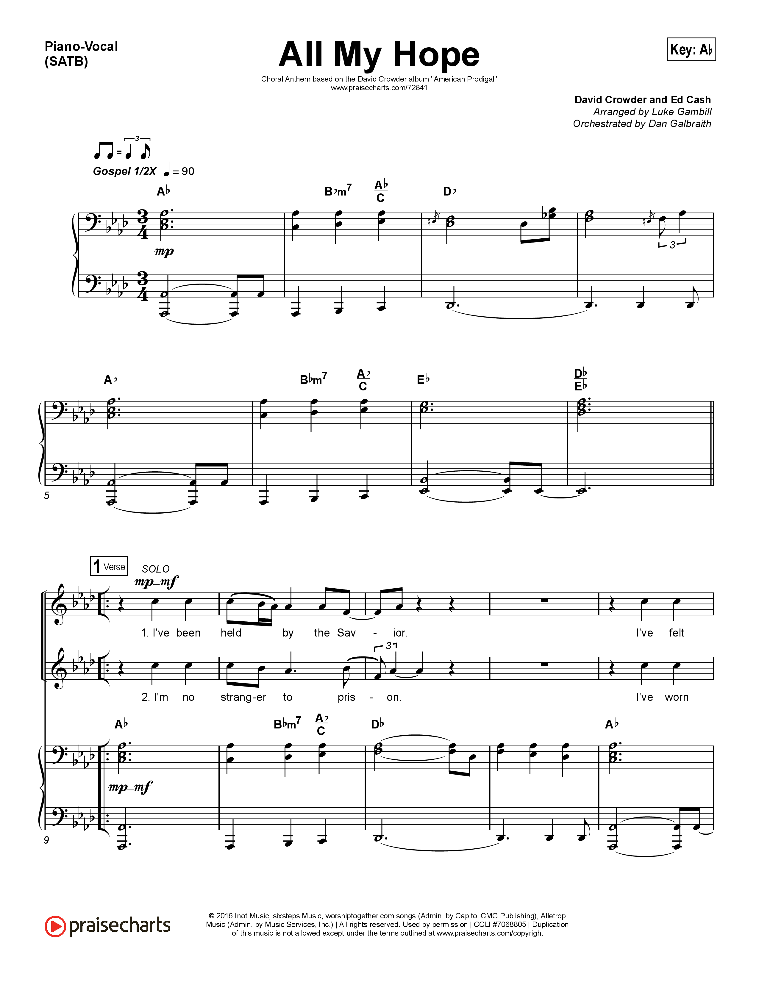 All My Hope (Choral Anthem SATB) Piano/Vocal Pack (Crowder / Arr. Luke Gambill)