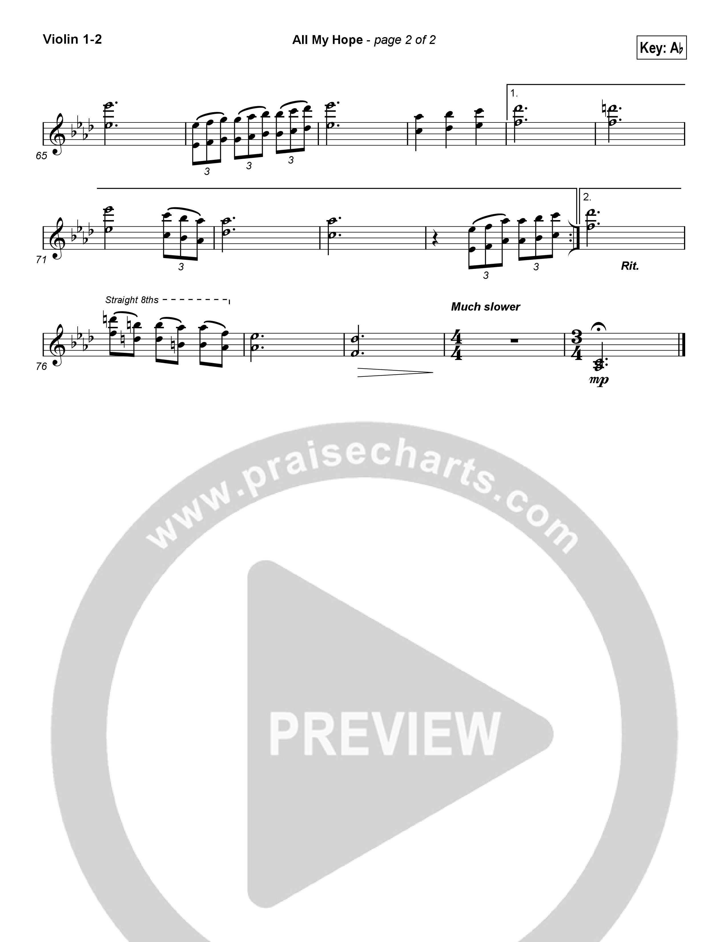All My Hope (Choral Anthem SATB) Violin 1/2 (Crowder / Arr. Luke Gambill)