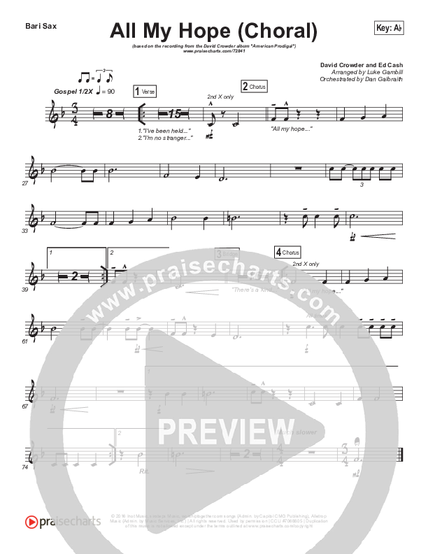 All My Hope (Choral Anthem SATB) Bari Sax (Crowder / Arr. Luke Gambill)