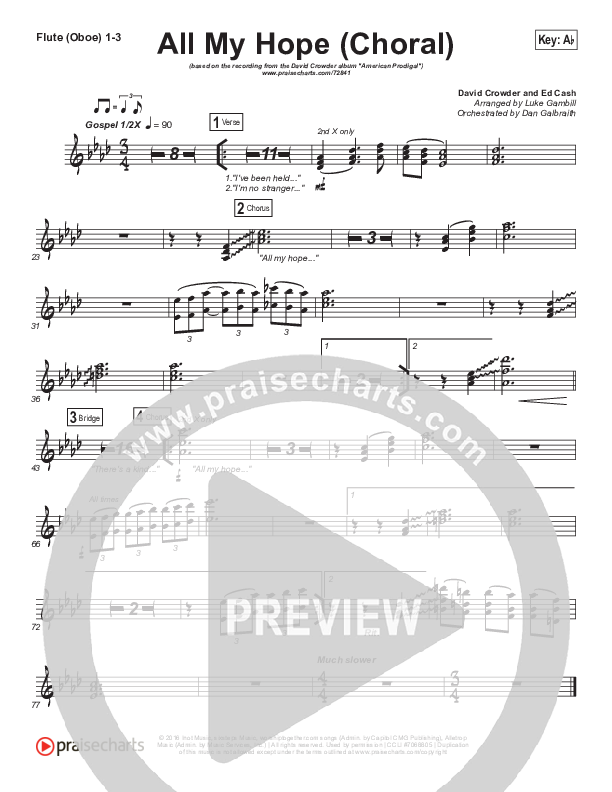All My Hope (Choral Anthem SATB) Flute/Oboe 1/2/3 (Crowder / Arr. Luke Gambill)