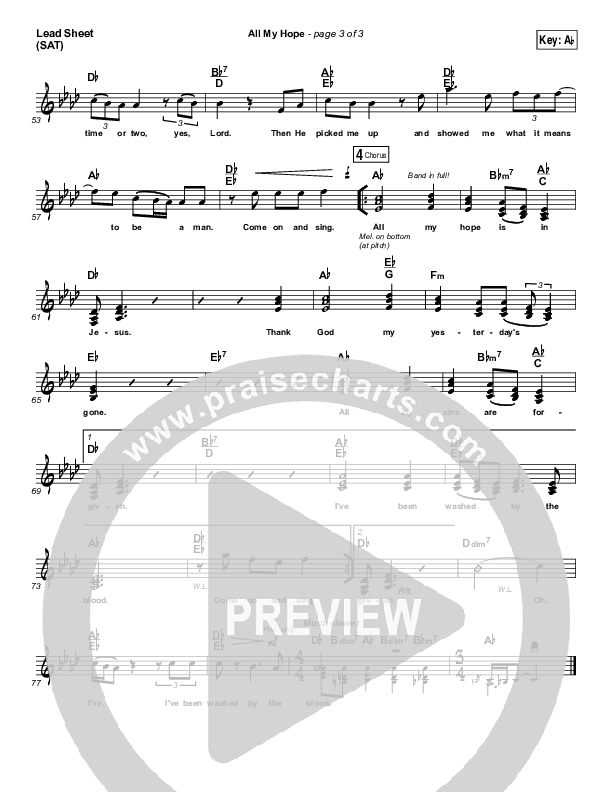 All My Hope (Choral Anthem SATB) Lead Sheet (SAT) (Crowder / Arr. Luke Gambill)