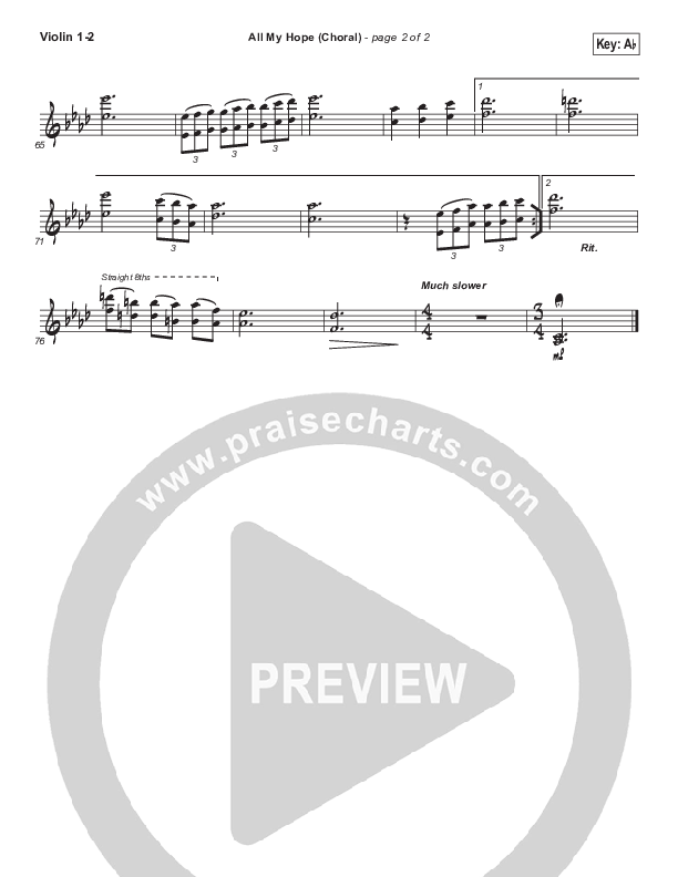 All My Hope (Choral Anthem SATB) Violin 1/2 (Crowder / Arr. Luke Gambill)