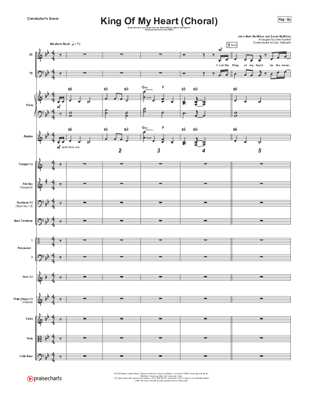 King Of My Heart (Choral Anthem SATB) Conductor's Score (Bethel Music / Arr. Luke Gambill)