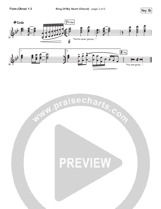 King Of My Heart (Choral Anthem SATB) Flute/Oboe 1/2/3 (Bethel Music / Arr. Luke Gambill)