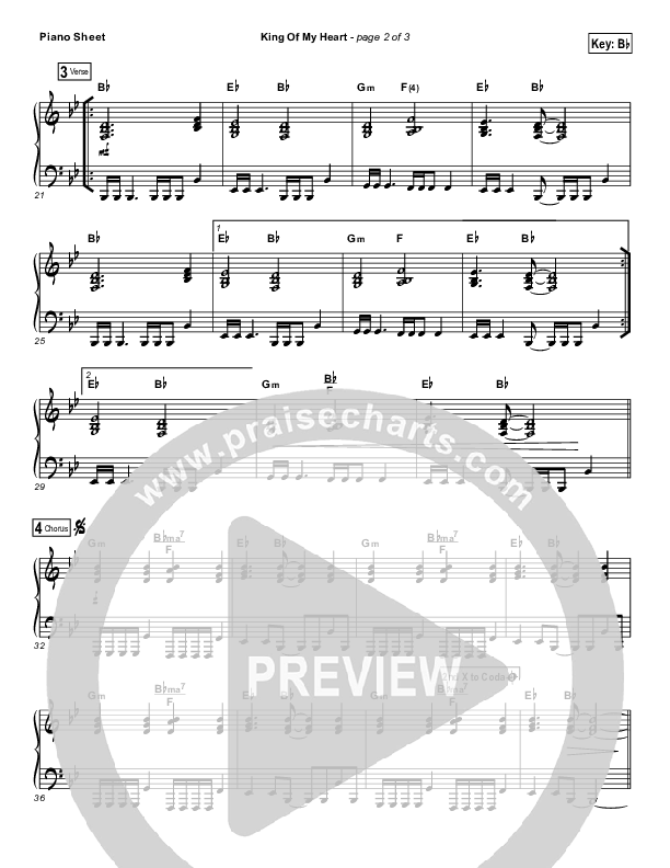 King Of My Heart (Choral Anthem SATB) Piano Sheet (Bethel Music / Arr. Luke Gambill)