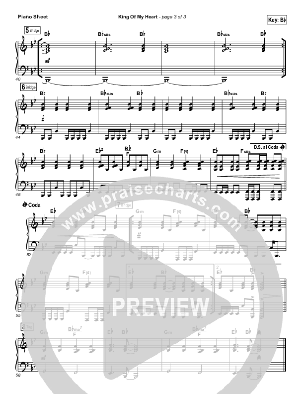 King Of My Heart (Choral Anthem SATB) Piano Sheet (Bethel Music / Arr. Luke Gambill)