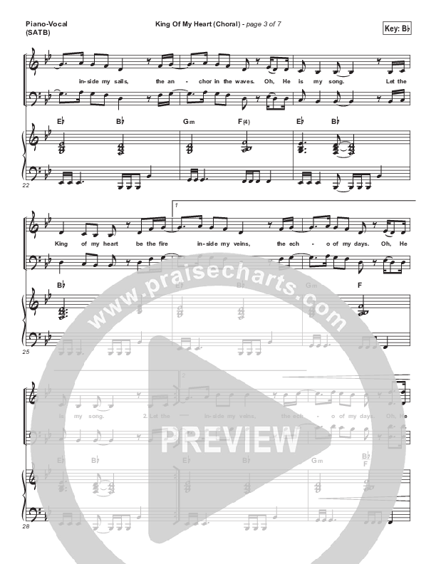King Of My Heart (Choral Anthem SATB) Piano/Vocal (SATB) (Bethel Music / Arr. Luke Gambill)