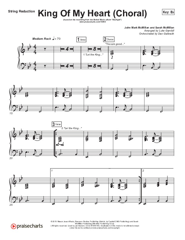 King Of My Heart (Choral Anthem SATB) String Pack (Bethel Music / Arr. Luke Gambill)
