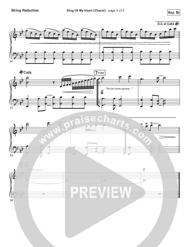 King Of My Heart (Choral Anthem SATB) String Pack (Bethel Music / Arr. Luke Gambill)