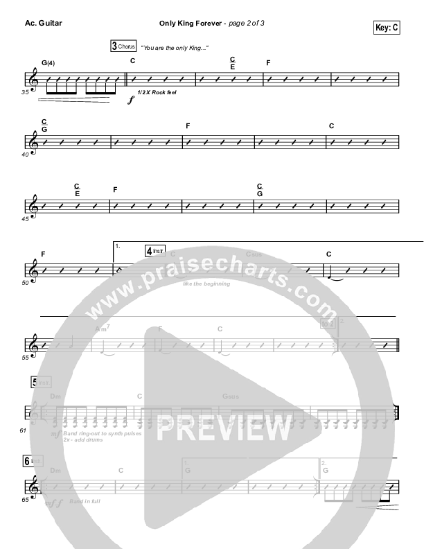 Only King Forever (Choral Anthem SATB) Acoustic Guitar (Elevation Worship / Arr. Luke Gambill)