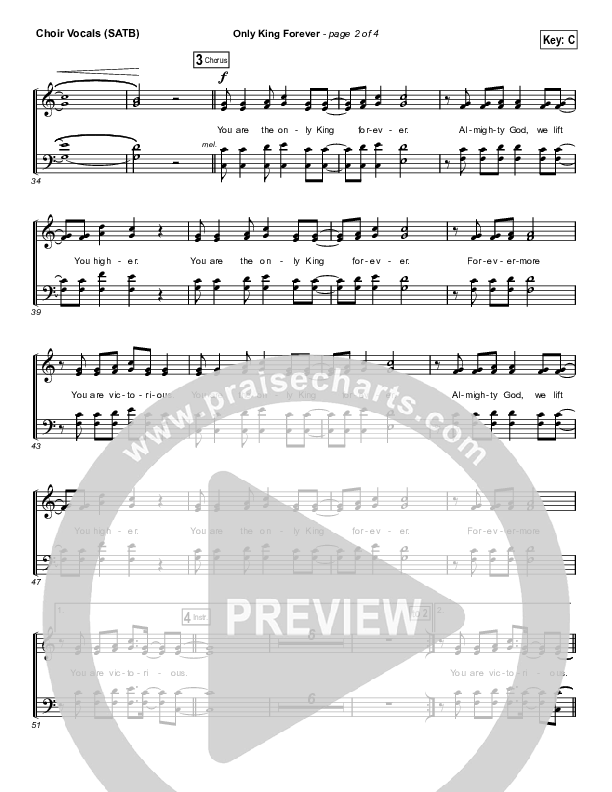 Only King Forever (Choral Anthem SATB) Choir Vocals (SATB) (Elevation Worship / Arr. Luke Gambill)
