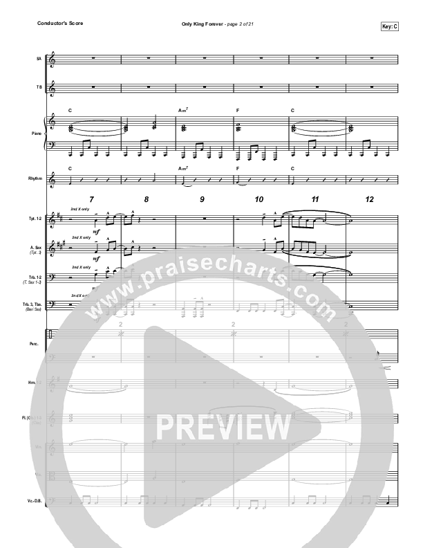 Only King Forever (Choral Anthem SATB) Conductor's Score (Elevation Worship / Arr. Luke Gambill)