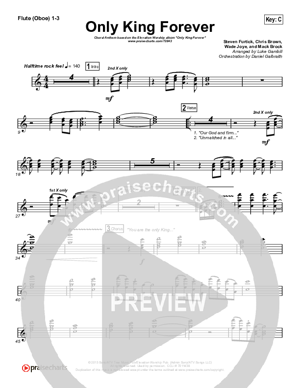 Only King Forever (Choral Anthem SATB) Wind Pack (Elevation Worship / Arr. Luke Gambill)