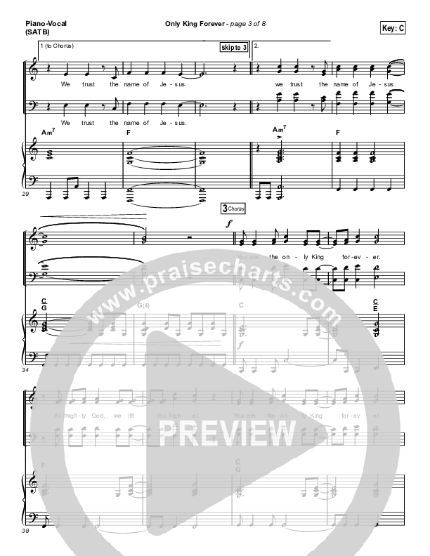 Only King Forever (Choral Anthem SATB) Piano/Vocal Pack (Elevation Worship / Arr. Luke Gambill)