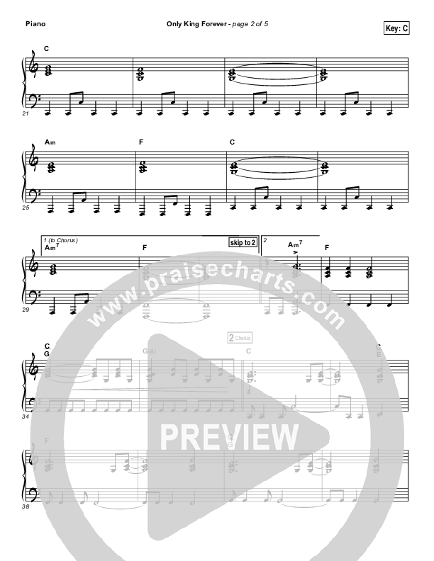 Only King Forever (Choral Anthem SATB) Piano Sheet (Elevation Worship / Arr. Luke Gambill)