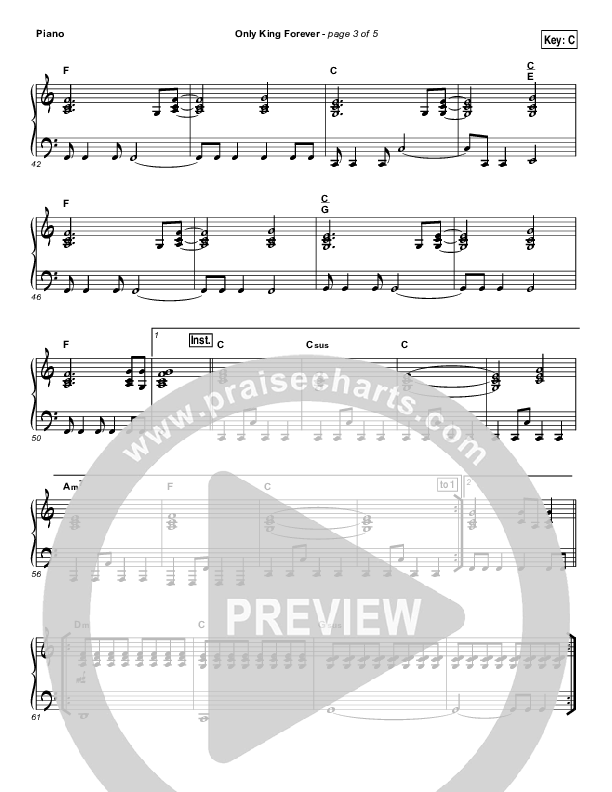 Only King Forever (Choral Anthem SATB) Piano Sheet (Elevation Worship / Arr. Luke Gambill)
