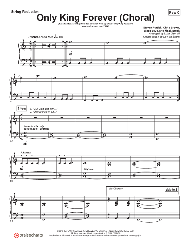 Only King Forever (Choral Anthem SATB) Synth Strings (Elevation Worship / Arr. Luke Gambill)