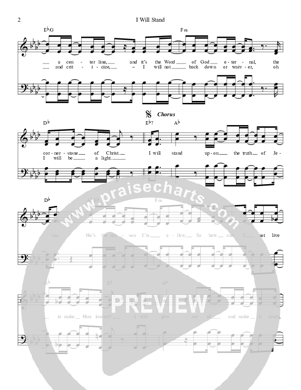 I Will Stand Lead Sheet (Gold City)
