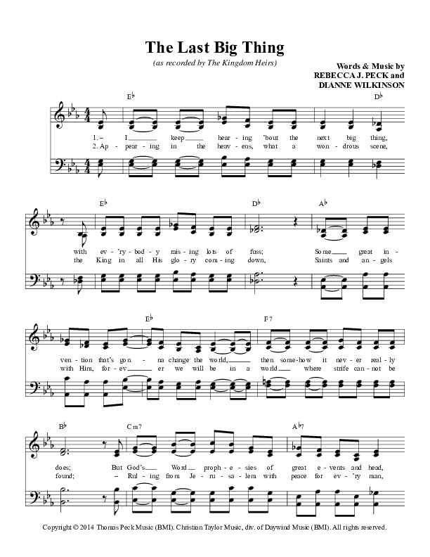 The Last Big Thing Lead Sheet (The Kingdom Heirs)