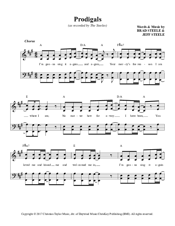 Prodigals Lead Sheet (The Steeles)