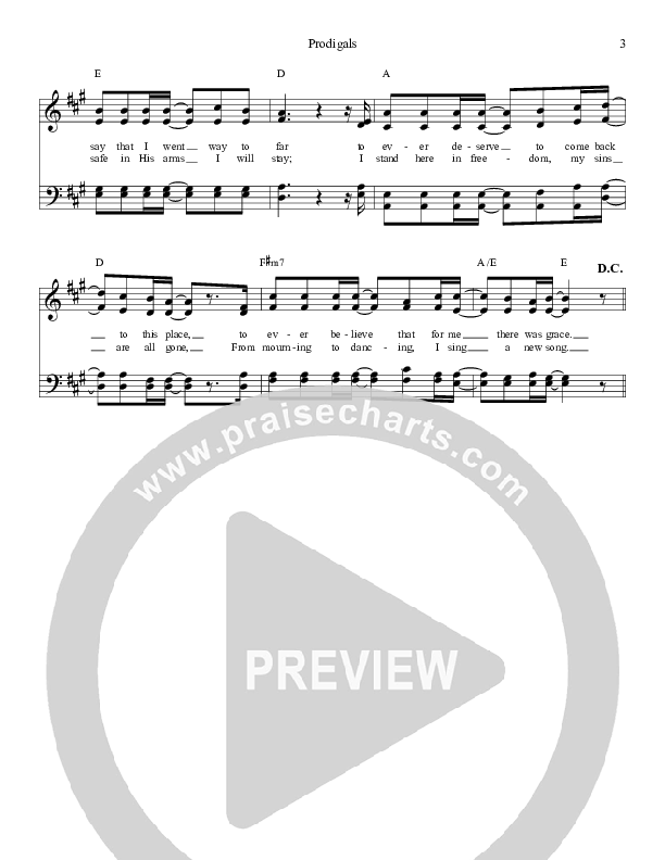 Prodigals Lead Sheet (The Steeles)