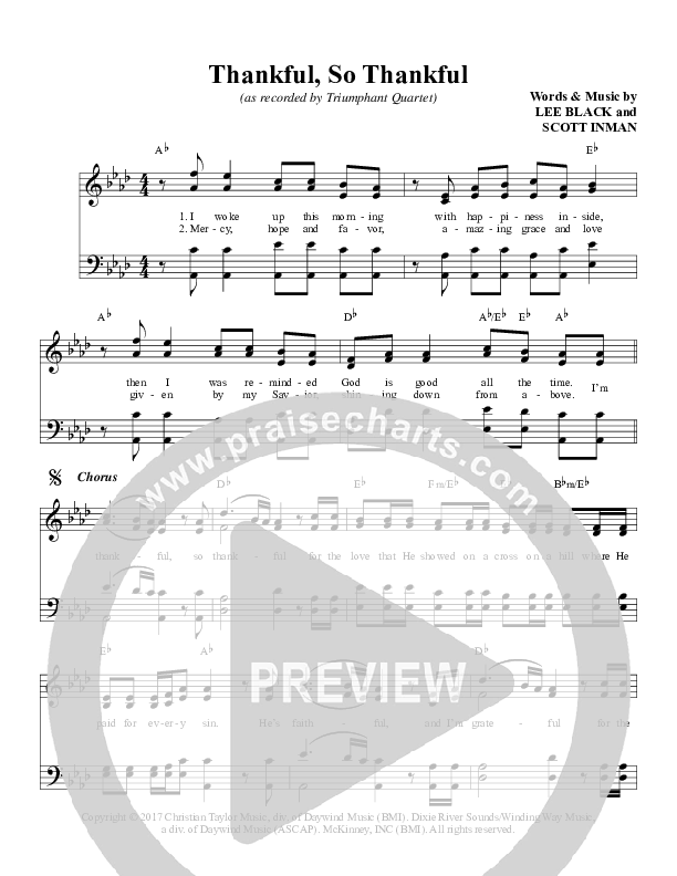 Thankful So Thankful Lead Sheet (Triumphant)