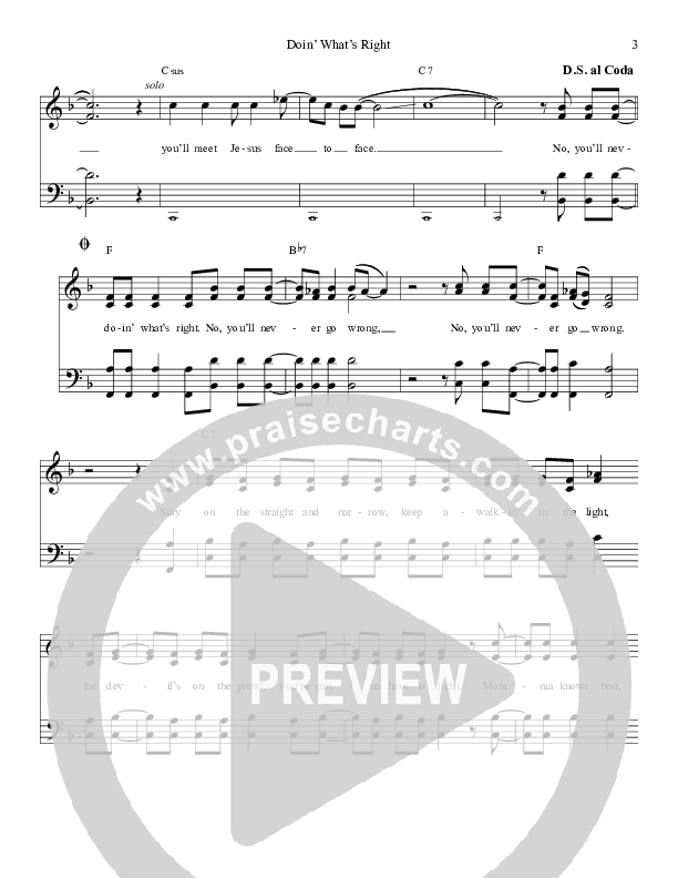 Doin’ What’s Right Lead Sheet (11th Hour)