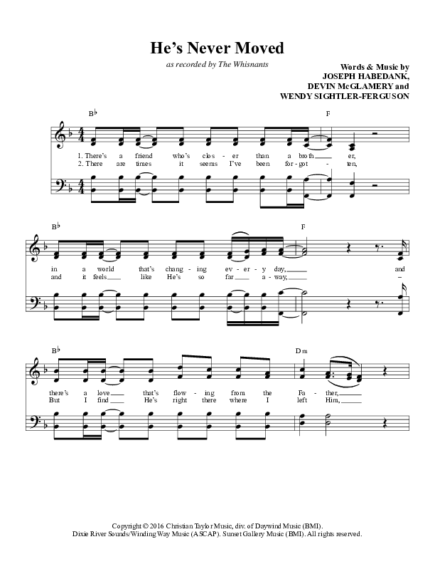 He’s Never Moved Lead Sheet (The Kingdom Heirs)