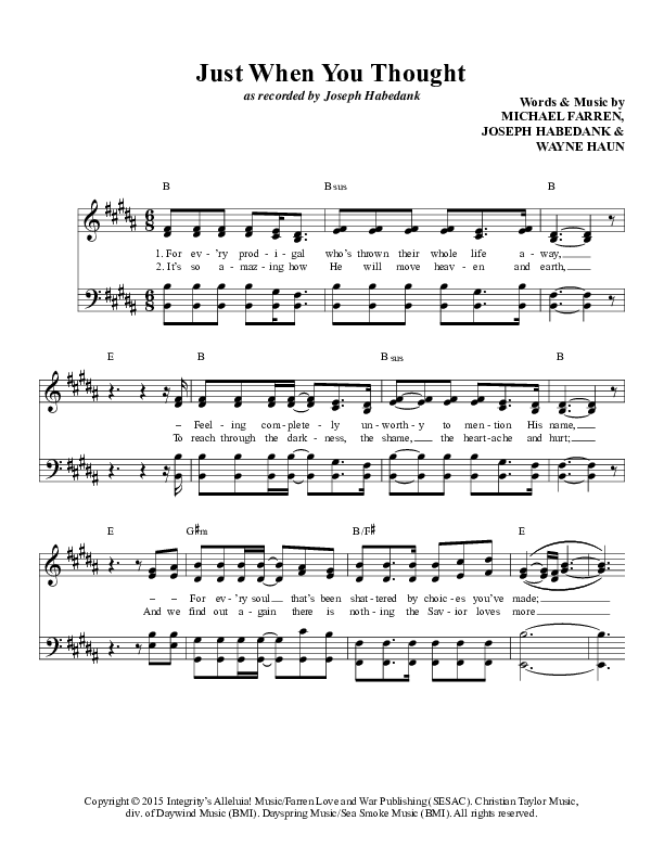 Just When You Thought Lead Sheet (Joseph Habedank)