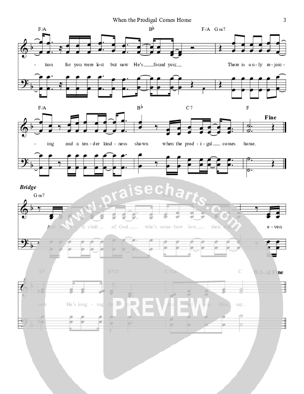 When The Prodigal Comes Home Lead Sheet (Tribute)