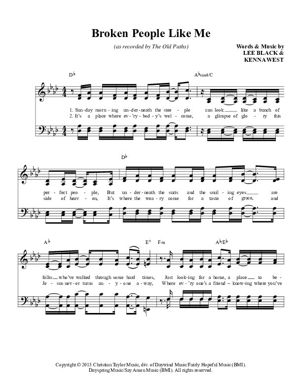 Broken People Like Me Lead Sheet (The Old Paths)