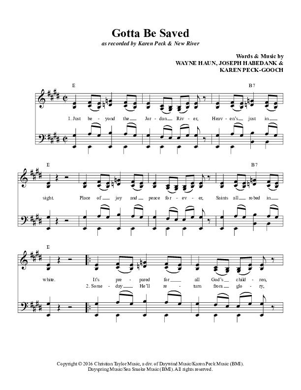 Gotta Be Saved Lead Sheet ()