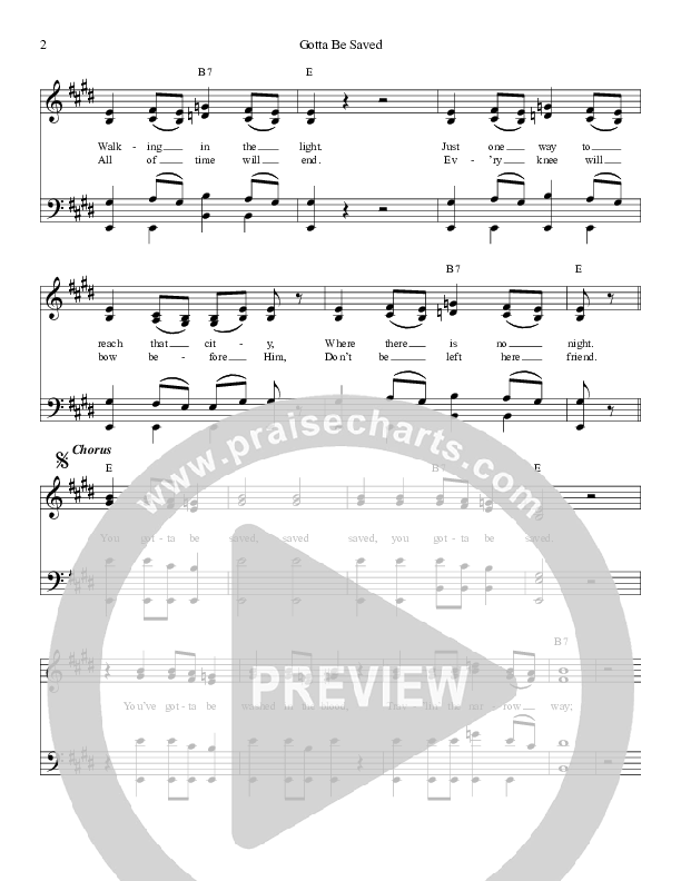 Gotta Be Saved Lead Sheet ()