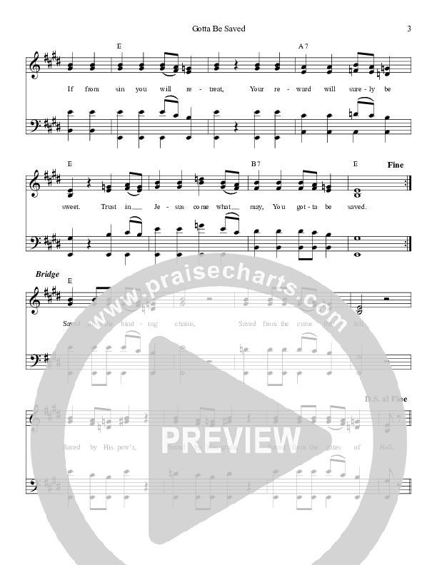 Gotta Be Saved Lead Sheet ()