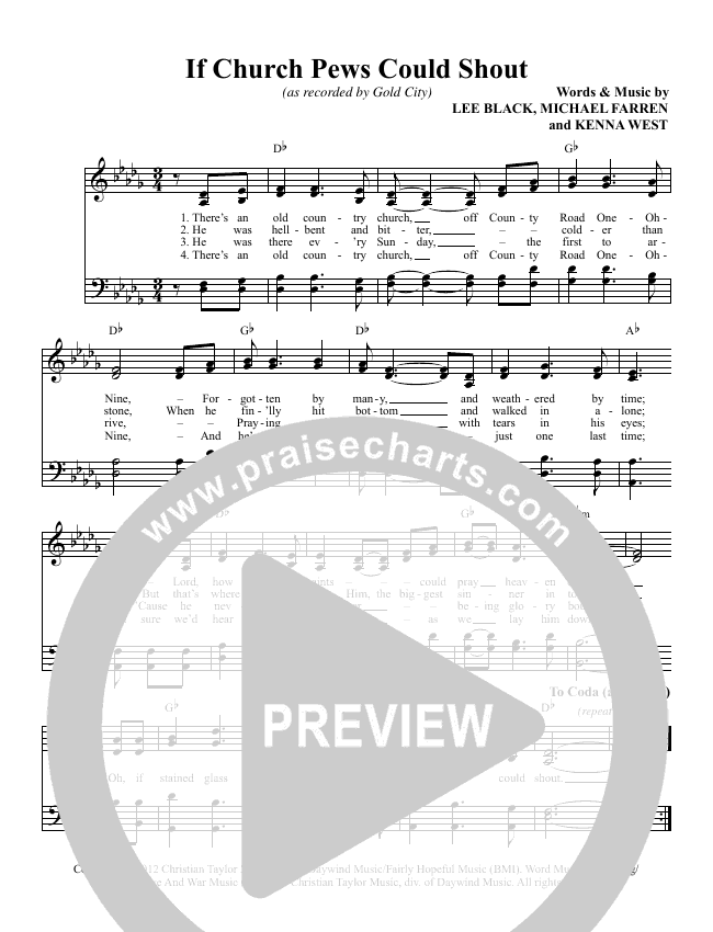 If Church Pews Could Shout Sheet Music Pdf Gold City Praisecharts