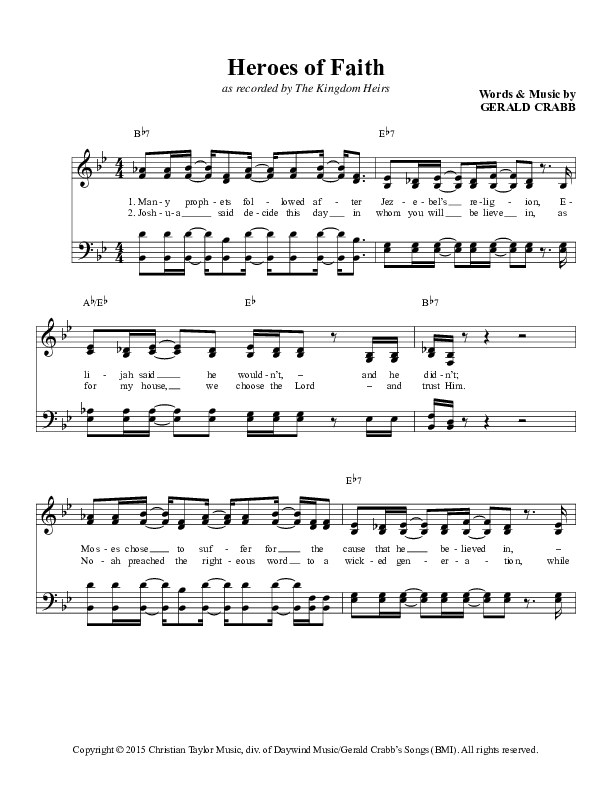 Heroes Of Faith Lead Sheet (The Kingdom Heirs)