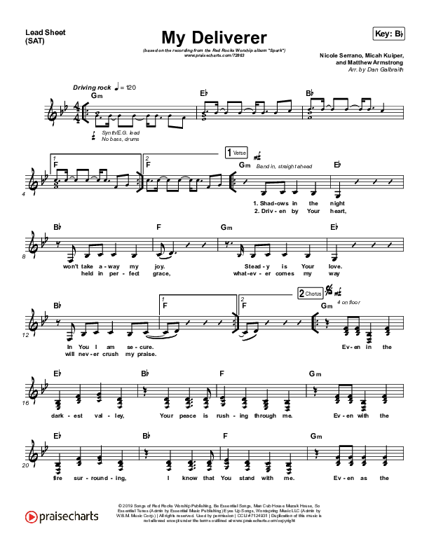 My Deliverer Lead Sheet (SAT) (Red Rocks Worship)