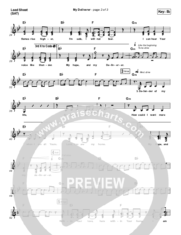 My Deliverer Lead Sheet (SAT) (Red Rocks Worship)